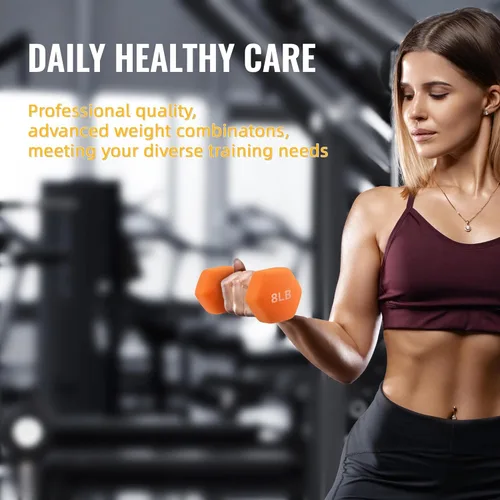 Miniatura 5 de Fitvids Neoprene Coated Dumbbell Set with Rack, Free Hand Weight Set For Home Gym Workout, Anti-Slip, Anti-roll, 20LBS, 32LBS, 50LBS and 56LBS Sets