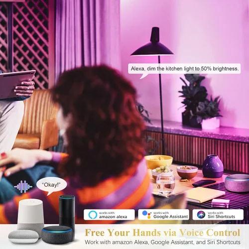 Miniatura 3 de DiCUNO Bombillas inteligentes, bombilla cambiante a todo color, compatible con Alexa, Google Assistant, no requiere concentrador, RGBCW multicolor