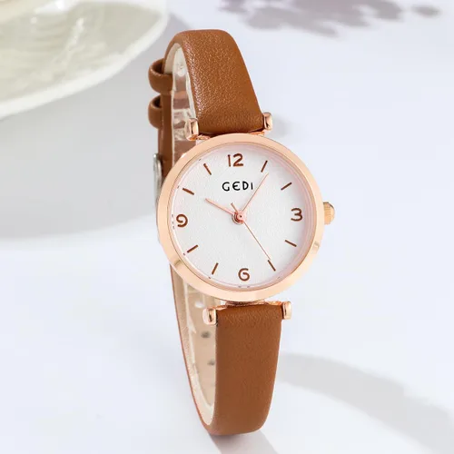Miniatura 3 de Relojes para mujer, correa de cuero, elegante, simple, para niñas, relojes de cuarzo para damas, 30M, impermeables, analógicos para mujeres