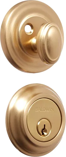 Miniatura 8 de Baldwin Estate 8231.003 - Cerrojo de seguridad tradicional de un solo cilindro de perfil bajo en latón pulido de por vida