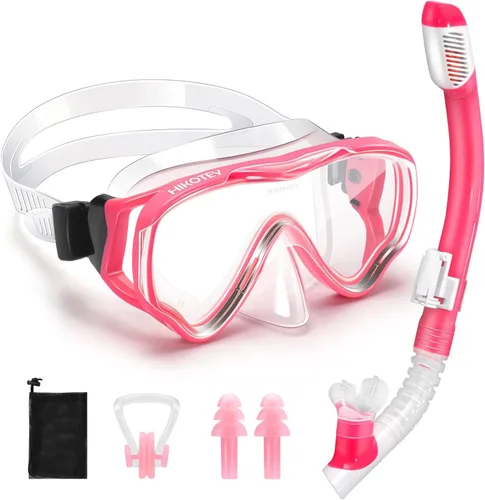 Miniatura 25 de Juego de esnórquel para niños, juego de máscara de esnórquel seca completa para adultos, protección antivaho, unisex, vista panorámica HD
