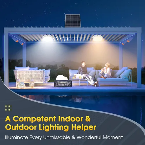 Miniatura 2 de Luces solares de techo para interiores y exteriores, paquete de 2 unidades, regulables, 3000 K, 4000 K, 6000 K, luces solares con interruptor