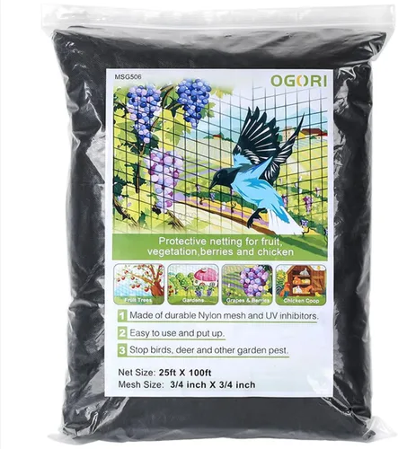 Miniatura 9 de OGORI Red para pájaros de 25 x 50 pies, malla de nailon resistente de 3/4 pulgadas para jardín, protege árboles frutales, plantas y verduras