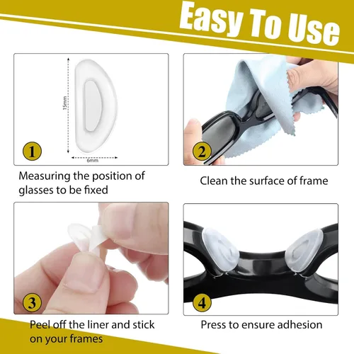 Miniatura 5 de Frienda 24 pares de almohadillas de nariz para lentes, cojín adhesivo de silicona suave con respaldo adhesivo, cámara de aire antideslizante
