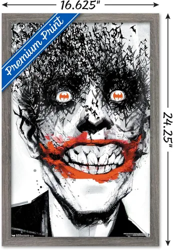 Miniatura 3 de Trends International DC Comics - Póster de pared de The Joker - Murciélagos, 14.725 x 22.375 pulgadas, versión enmarcada de madera de granero