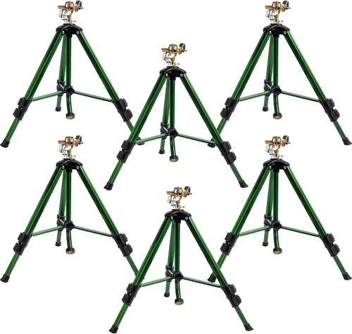 Miniatura 9 de Hourleey Aspersor de impacto en base de trípode, rociadores de latón resistentes para patio, césped, jardín, cobertura de área grande de 0 a 360
