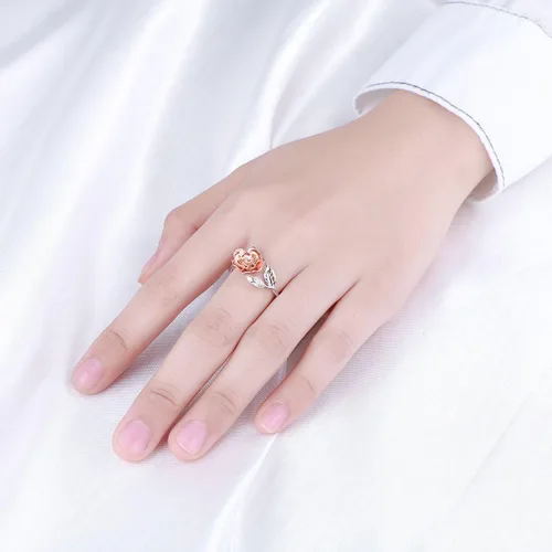 Miniatura 27 de Anillos abiertos ajustables de plata de ley S925, anillo de rosa para mujeres y adolescentes