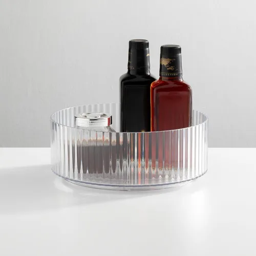 Miniatura 3 de mDesign Plataforma giratoria de plástico para gabinete de cocina y baño, armario, organización de encimera, organizador giratorio para condimentos