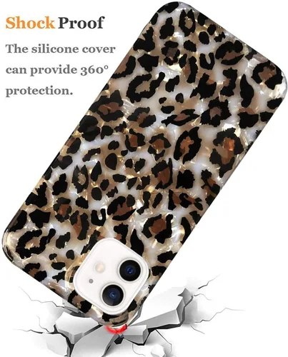 Miniatura 6 de J.west - Funda compatible con iPhone 12/12 Pro de 6.1 pulgadas, elegante y transparente, con estampado de leopardo y guepardo, diseño nacarado