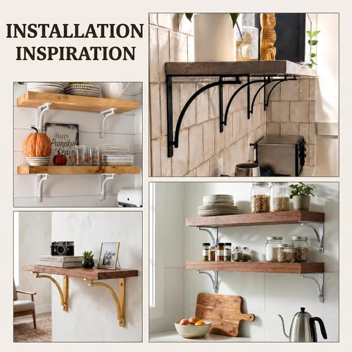 Miniatura 4 de Balin Designs - Soportes clásicos negros resistentes para estantes de 8 pulgadas, soporte en L, soporte para montaje en pared, soporte de metal