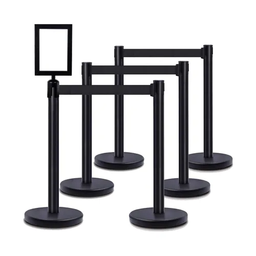 Miniatura 11 de Apex VIP Series soportes de durabilidad estándar, tela negra, cinta retráctil (juego de 2 unidades) 36 pulgadas H con 6.5 pies de cinta negra