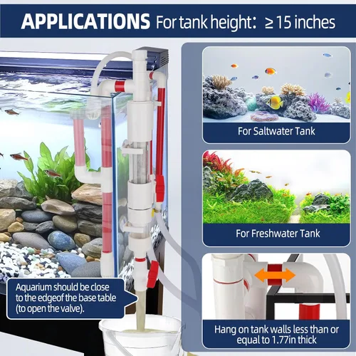 Miniatura 5 de hygger Filtro de desbordamiento para acuario con separador de recolección de residuos, accesorio de filtro colgante externo, sistema de filtración
