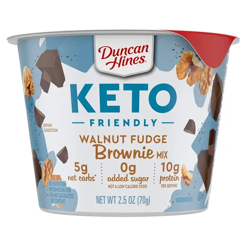 Duncan Hines Taza de mezcla de brownie apta para dieta cetogénica, dulce de nuez, cero azúcar añadida, sin gluten, 2.5 onzas