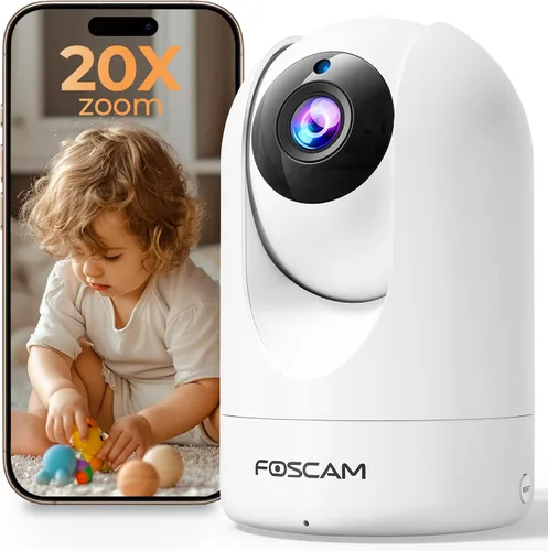 Cámara de seguridad para el hogar FOSCAM R4S 4MP (2K) WiFi, cámara IP inalámbrica para interiores de 2.4/5GHz con detección humana AI y detección de