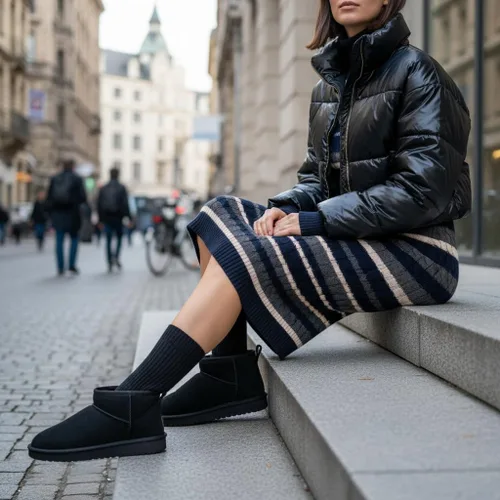 Miniatura 83 de CUSHIONAIRE, Hip 2 - Botas de nieve de gamuza auténtica para mujer, sin cordones, con cómodo forro de piel de oveja sintética + espuma viscoelástica