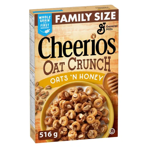 Cheerios Avena Crunch Oats 'N Honey Cereal, 516g/18.2 oz, importado de Canadá)
