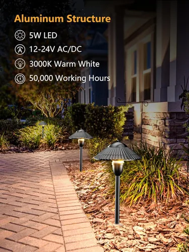Miniatura 4 de ZUCKEO Luces LED de camino de iluminación de paisaje de bajo voltaje, luces de camino de paisaje de 5 W, 3000 K, blanco cálido, 12-24 V, luz