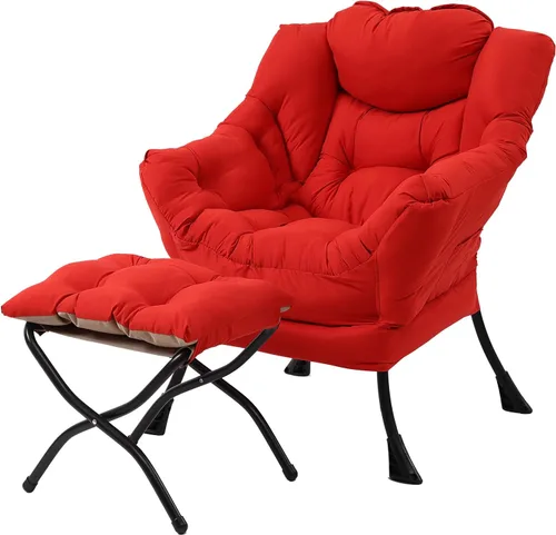 Miniatura 14 de Welnow - Silla perezosa con otomana, moderna silla de descanso con reposabrazos y bolsillo lateral, juego de sillón tapizado de ocio, sillón