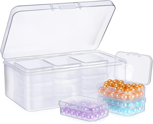 Miniatura 8 de Caja organizadora de plástico transparente de 12 piezas con pestillo de cierre hermético, mini contenedores de almacenamiento pequeños, estuches