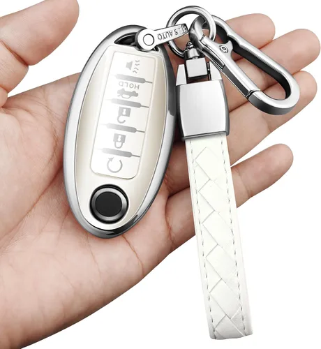 Miniatura 17 de Compatible con Nissan Funda para Llavero con Llavero de Cuero, Funda de Carcasa de Llave de TPU Suave Compatible con Llave Remota Inteligente