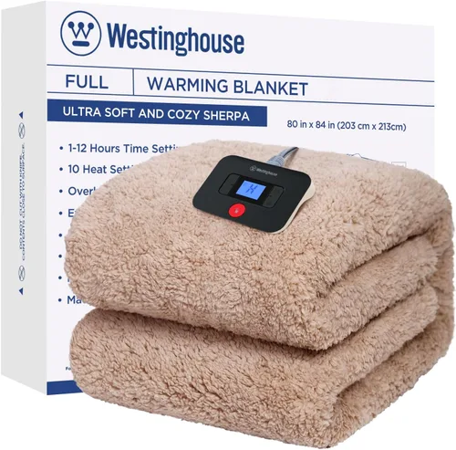 Miniatura 7 de Westinghouse Manta Eléctrica Tamaño Throw, Manta Térmica de Felpa Sherpa Suave con 6 Niveles de Calefacción y 2-10 Horas de Apagado Automático, Gris