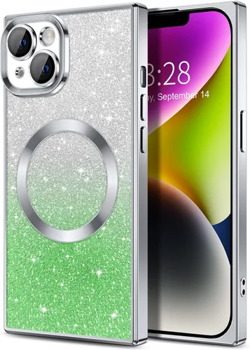 Miniatura 61 de Hython Funda para iPhone 13 Pro transparente con purpurina magnética [compatible con MagSafe] Protector completo de lente de cámara delgado