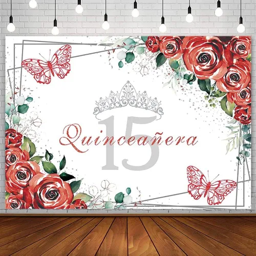 Miniatura 15 de Sendy Telón de fondo de quinceañera de 7 x 5 pies con membrillo de 15 años, suministros de decoración de fiesta de cumpleaños para niña, princesa