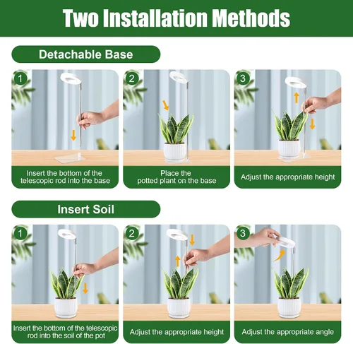 Miniatura 5 de Luz blanca de cultivo de 3.54 pulgadas, luces de espectro completo para plantas para cultivo en interiores con temporizador de 3/9/12H, 3 modos