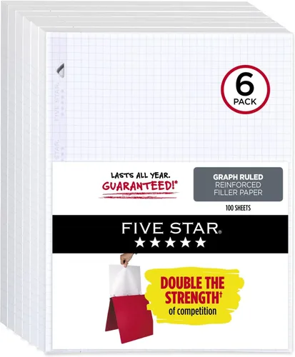 Miniatura 9 de Five Star Papel de hojas sueltas + aplicación de estudio, paquete de 3, papel para cuaderno, papel gráfico, papel de relleno reforzado, combate
