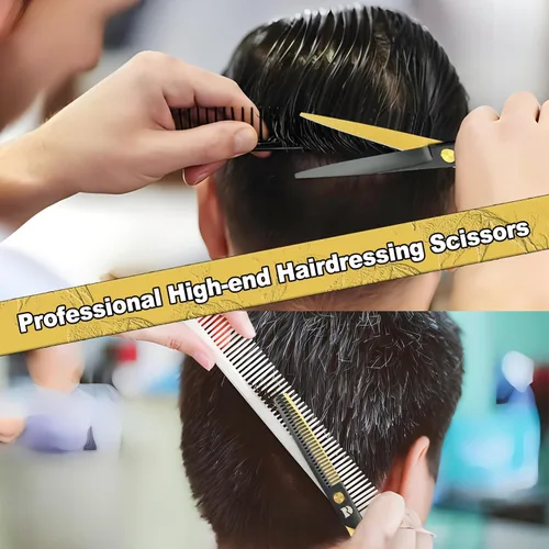 Miniatura 6 de Juego de tijeras de corte de cabello profesional, kit de tijeras de corte de pelo de peluquería de 6 pulgadas, tijeras de adelgazamiento de Arco iris