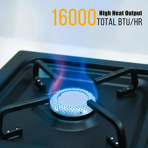 Miniatura 4 de Aircity Estufa de camping de 2 quemadores – Estufa de propano portátil de 16,000 BTU con quemadores ajustables, estufa de viaje de gas plegable