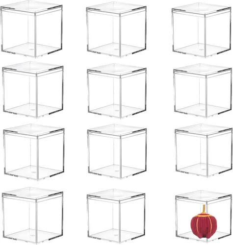 Miniatura 23 de KissYou Caja de acrílico para caramelos, cajas de exhibición transparentes con tapa de plástico pequeño, cubo cuadrado de plástico, caja