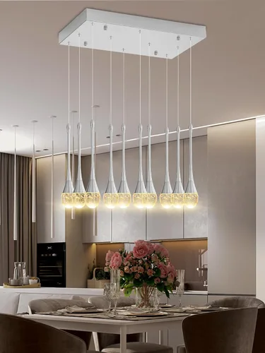 Miniatura 21 de ykolupty Candelabro Moderno de 138'', 20 Luces, Lámpara Colgante Moderna Negra, Candelabro Grande para Escalera, Vestíbulo, Sala de Estar, Negro