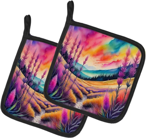 Miniatura 15 de Caroline's Treasures Juego de soportes para ollas de cocina coloridos de Asters, resistentes al calor, almohadillas calientes para cocinar, hornear