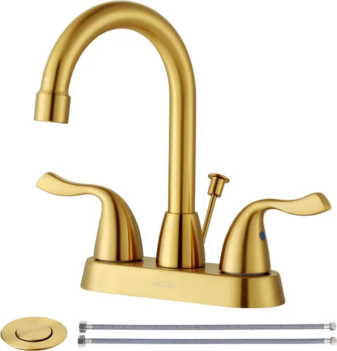 Miniatura 8 de Llave de Lavabo de Baño de 3 Agujeros de Níquel Cepillado, ARCORA - Grifo de Baño de 8 Pulgadas de Extensión, Llave de Baño de 2 Manijas con Drenaje