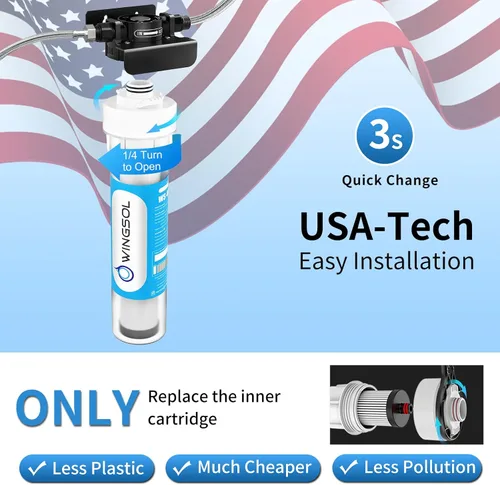 Miniatura 8 de WINGSOL Filtro de agua Jumbo para debajo del fregadero, reduce metales pesados, cloro, alcalinización, de larga duración, 5 en 1, funciona