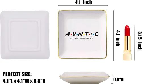 Miniatura 5 de Regalo para tía, cumpleaños, día de la madre, regalos de Navidad para tía, tía estaré ahí para ti, bandeja de cerámica para joyas, soporte