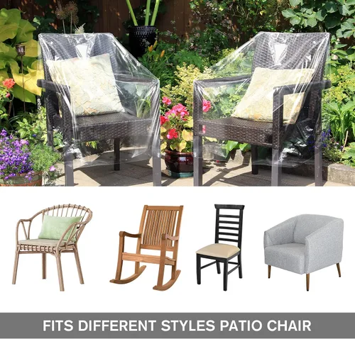 Miniatura 4 de Tudomro 4 fundas para sillas de plástico para exteriores, impermeables para sillón, transparentes, a prueba de polvo, funda de sofá de plástico