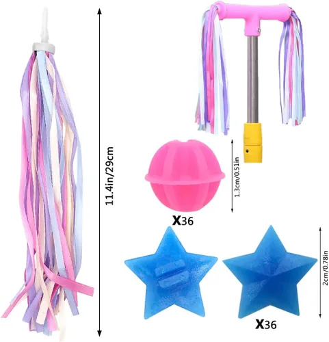 Miniatura 2 de Bike Wheel Spokes Beads + Kid Bike Bell + Kids Bike Streamers, Spoke Plastic Clip Round Decor Beads, Flower Bicycle Bell, Colorful Bike Handlebar