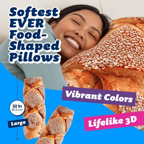 Miniatura 2 de Much Comfort Almohada Decorativa de Baguette con Semillas 3D de 32" - Hecha con Tela Súper Suave y Ultra Premium - Lindo, Cómodo, Afelpado, Relleno