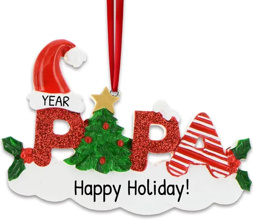 Adorno de Navidad familiar personalizado – Adorno de papá, adornos personalizados para papá 2025, regalo personalizado para papá nuevo para árbol
