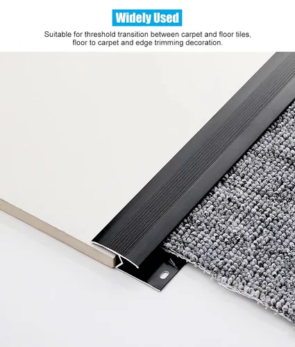 Miniatura 2 de TUJOBA Tira de transición de piso de aluminio, alfombra a azulejo/laminado/vinilo para piso de 35.4 in, tira de borde cortable para oficina en casa