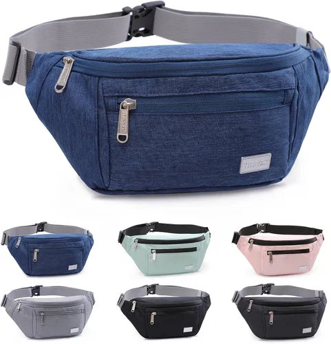TINYAT Riñonera grande de viaje ligera para hombres y mujeres con correa ajustable T206, Azul, Deportes
