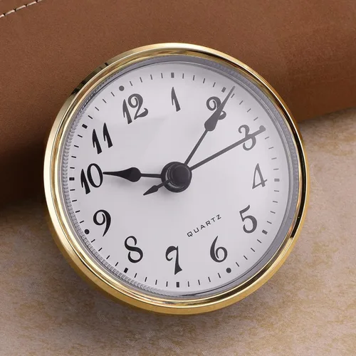 Miniatura 3 de Hicarer Reloj de cuarzo de 2.8 pulgadas/2.756 in, borde dorado, número arábigo, movimiento de cuarzo (borde dorado)