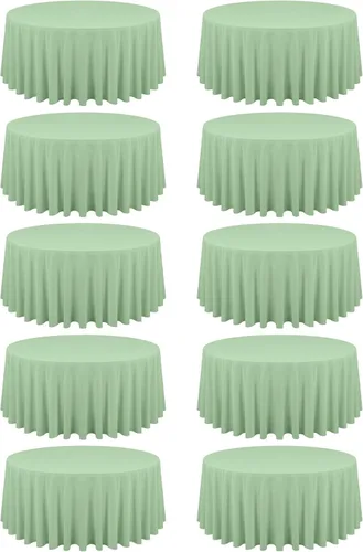 Miniatura 198 de Paquete de 10 manteles de poliéster de 60 x 102 pulgadas, manteles de poliéster beige para mesas rectangulares de 6 pies, resistentes a las manchas