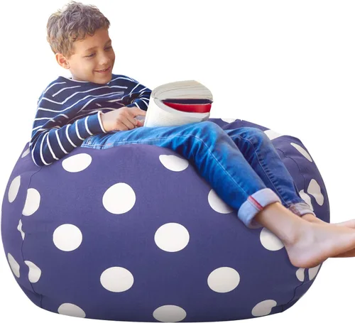 Miniatura 19 de Aubliss Puf de Almacenamiento de Animales de Peluche, Silla Puf de Unicornio, Stuff 'n Sit para Niños, Mediano 32" - Lona Unicornio Azul Azul