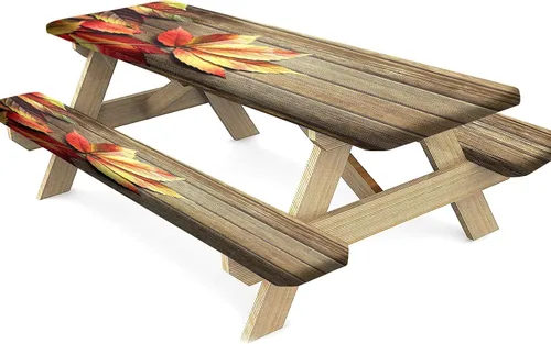 Miniatura 17 de Mantel ajustable para mesa y banco de pícnic de Halloween, diseño de fantasma, impermeable, 28 x 72 pulgadas, juego de 3 piezas, mantel ajustable al