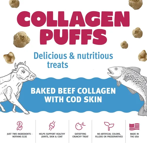 Miniatura 3 de Icelandic+ Colágeno Puffs: Colágeno de res al horno con piel de bacalao, bolsa de 0.5 onzas, golosinas para gatos, bocadillos crujientes