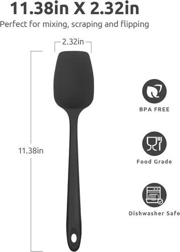 Miniatura 2 de Espátula de cuchara de silicona resistente al calor: U-Taste 600ºF de alto calor, flexible, 11.38 pulgadas, mezcla de silicona, agitación, raspado