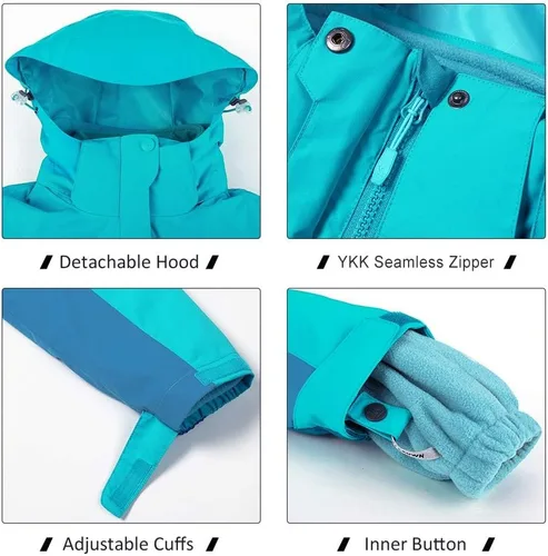Miniatura 4 de CAMEL CROWN Chaqueta de esquí impermeable 3 en 1 para mujer, abrigo de invierno rompevientos, chaquetas de snowboard para lluvia, nieve, senderismo